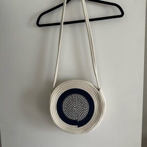 NWT Joules Navy and White Woven Circle Bag